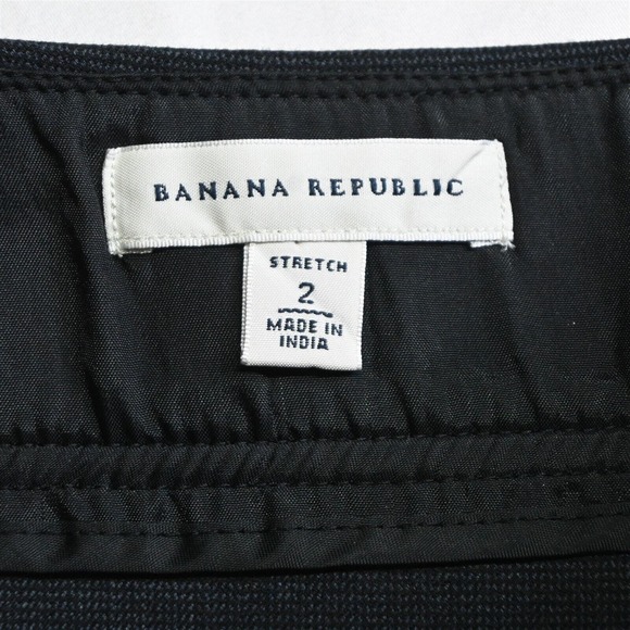 Banana Republic 2 Navy Blue Woven Velvet Stretch Womens Straight Pencil‎ Skirt - Picture 3 of 8